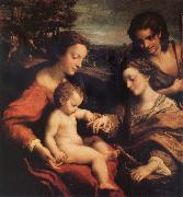 The marriage mistico of Holy Catalina with San Sebastian Correggio