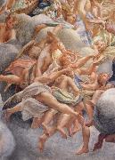 Assumption of the Virgin,details with angels bearing musical instruments Correggio