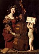 Sainte Cecile avec un ange tenant une partition musicale Domenichino